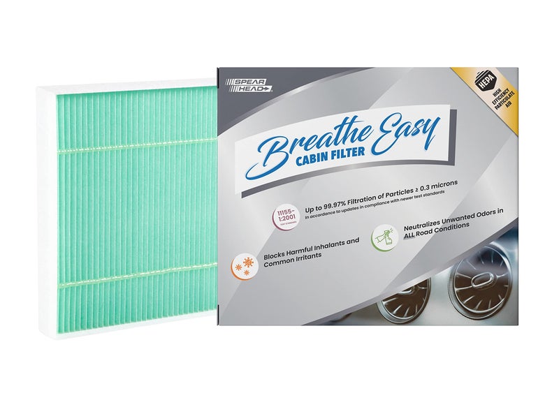 SPEARHEAD فلتر كابينة Spearhead HEPA Breathe Easy Cabin، ترشيح يصل إلى 99.97% لجزيئات 0.3 ميكرون مع عدم تقليل تدفق الهواء (BE-176H) - Image 1